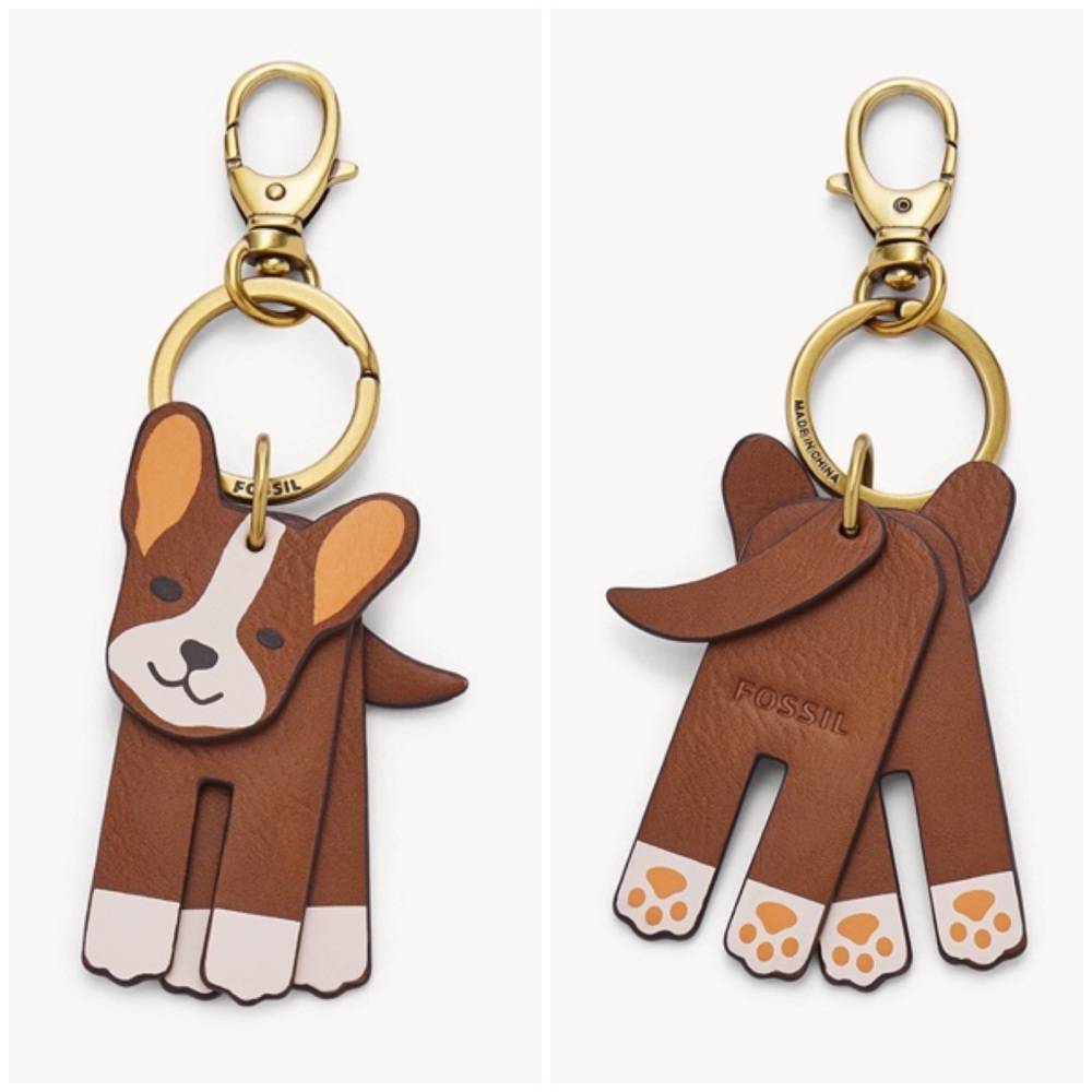 Fossil Sofia Key Dog Key Chain, Brown
